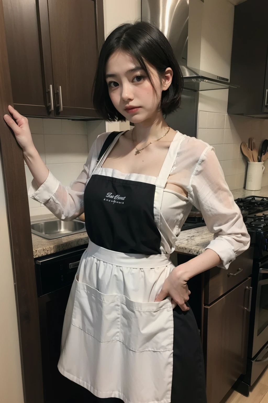 Married Woman、High definition、Real、apron、kitchen、40s