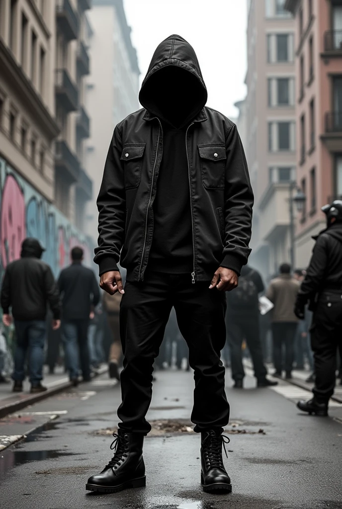 A Black Man Black bloc clothes