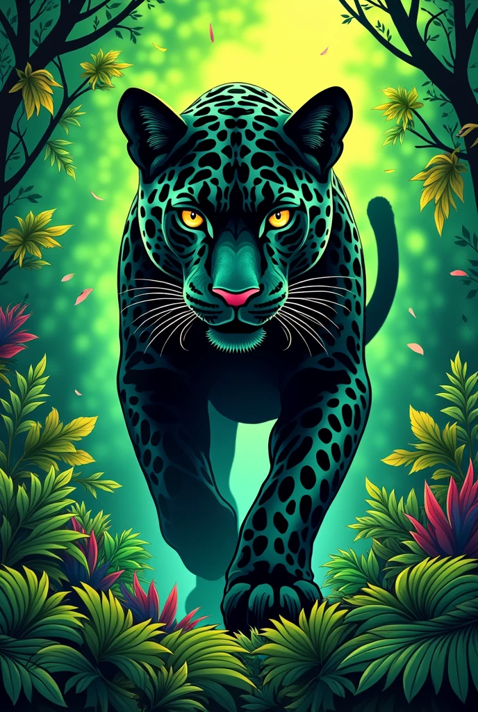 Poster for a green gymkhana with a jaguar theme 