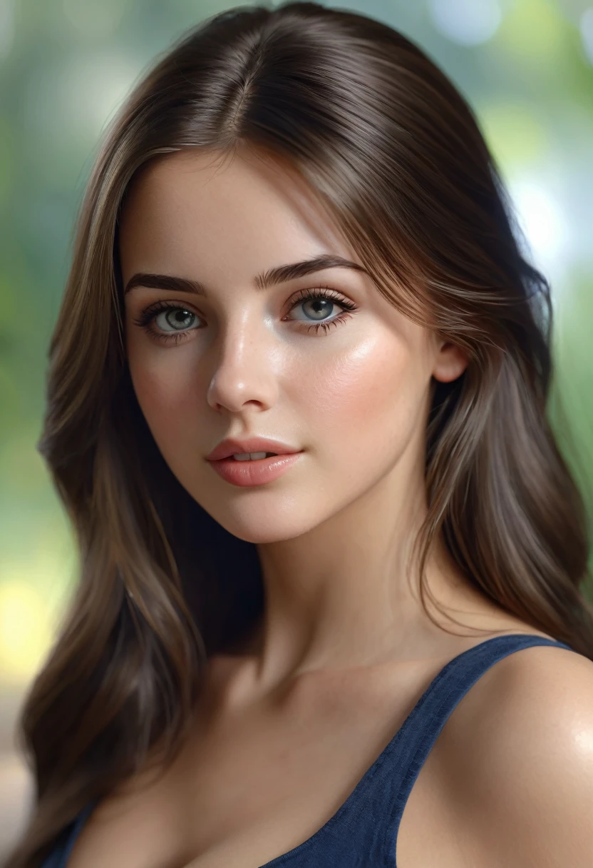 very beautiful realistic young brunette woman, high quality, 4K