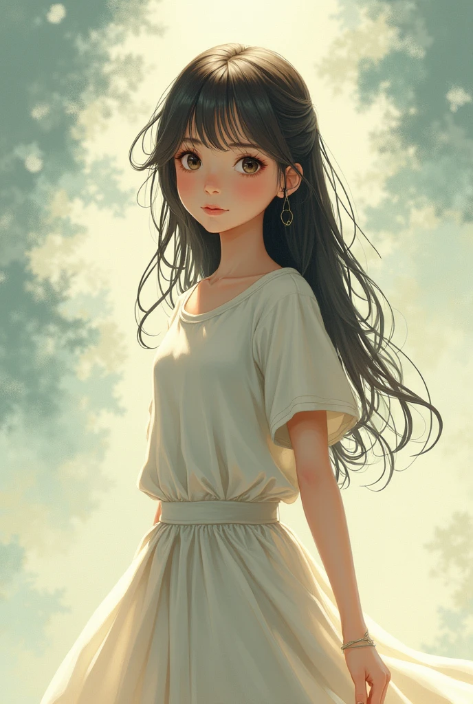 Illustration of a girl standing facing forward