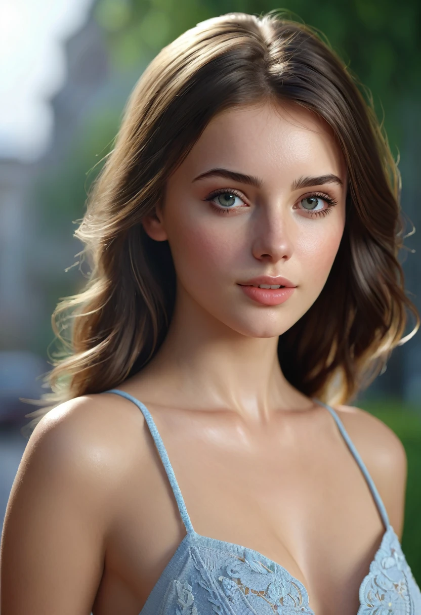 very beautiful realistic young brunette woman, high quality, 4K