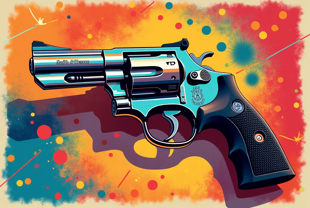 weapon Revolver Smith Wesson 357 magnum. PopArt style