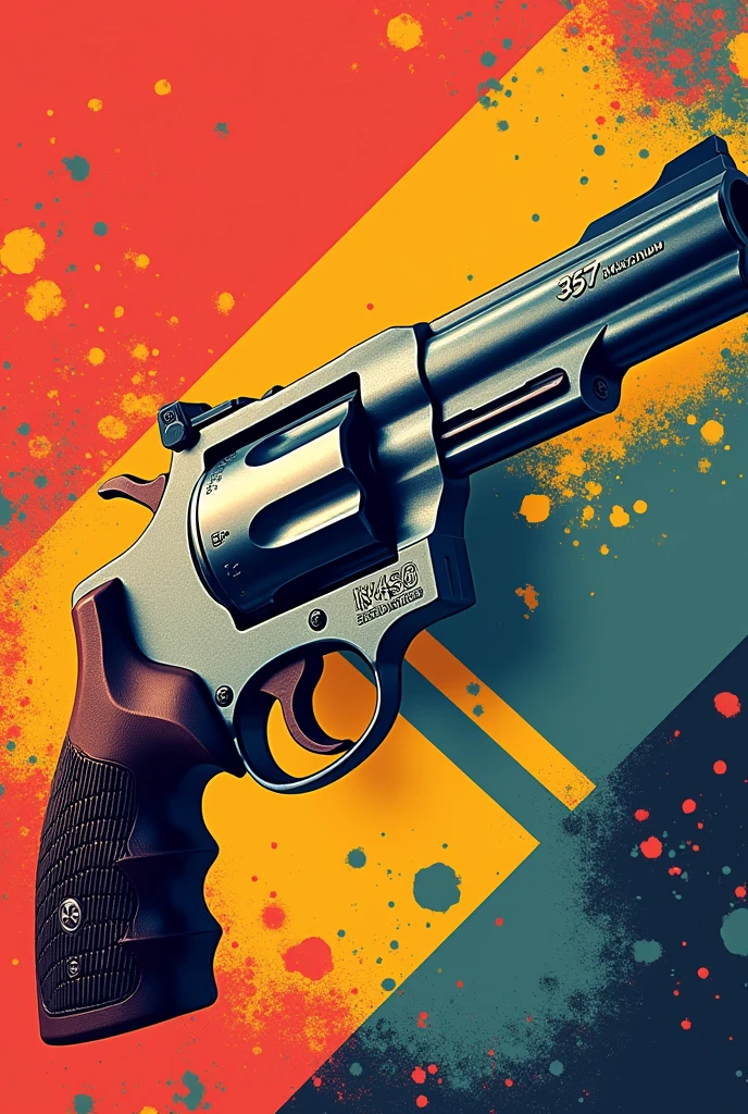 weapon Revolver Smith Wesson 357 magnum long barrel. PopArt style