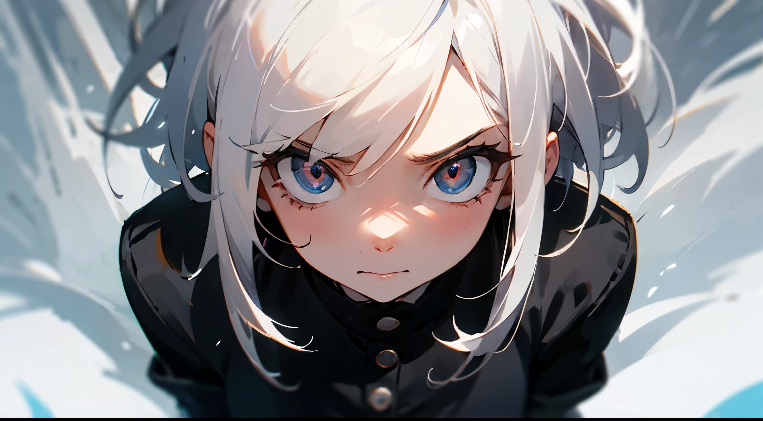 Illustration of a frightened white-haired woman、Looking at me with frightened eyes