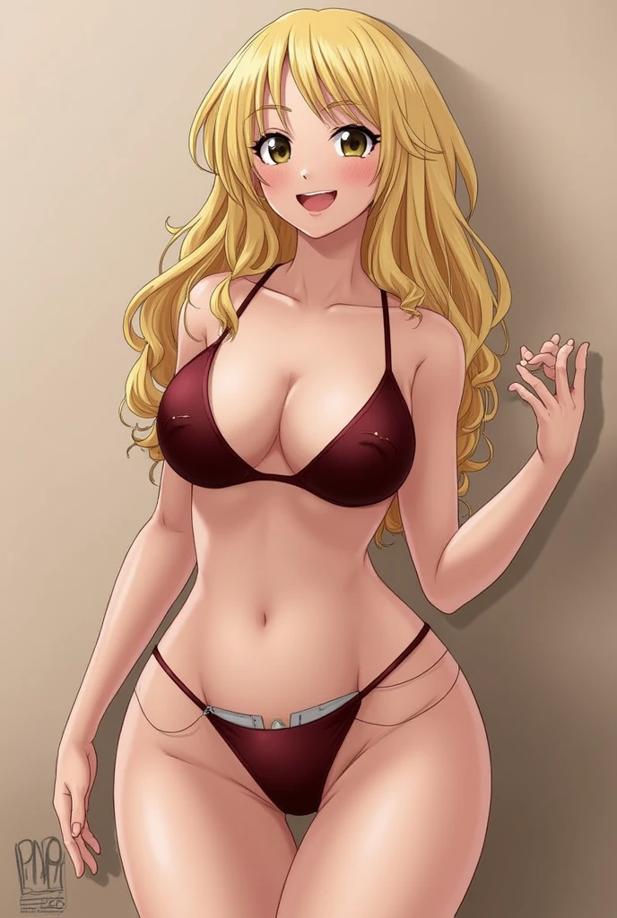 (Highest quality, masterpiece, High resolution),1 girl,Best ass,umbilical cord,Inappropriate attire,Flashy panties,Fancy Bra,nude,Cleavage,curl,smile,Blonde,
