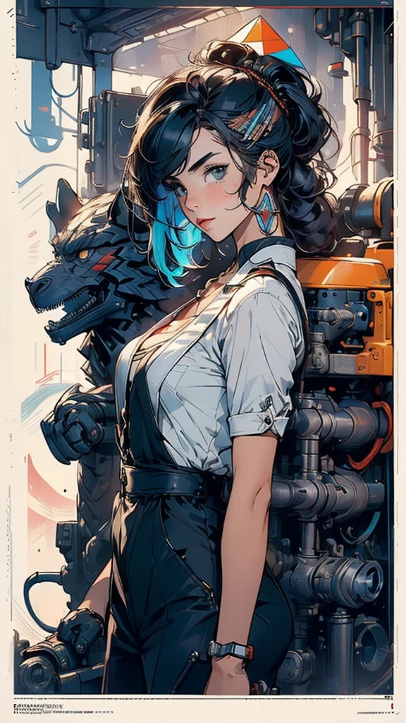 (((masterpiece, highest quality))),(((solo:1.2))),(((1girl:1.2))),32k wallpaper, very detailed, poster, vintage science fiction,(((((geometric cinematic movie poster))))), (bauhaus), shape,(((abstract))),(mid century modern),movie poster,(((((portfolio))))),(((((Close-up))))),(((((bust up))))),((((more various angle)))),(((highlight))),Vast landscape,((((heterochromia)))),(((complete. detailed face))),(((Extremely talented))),(((((most complecated machine))))),Colorful color scheme,(Cleavage),(((((unlimited mechanic Workaholic)))))