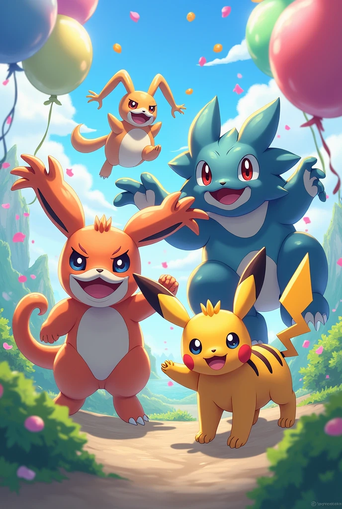 Draw a picture to wish happy birthday to the game pokemon god beast battle 2
