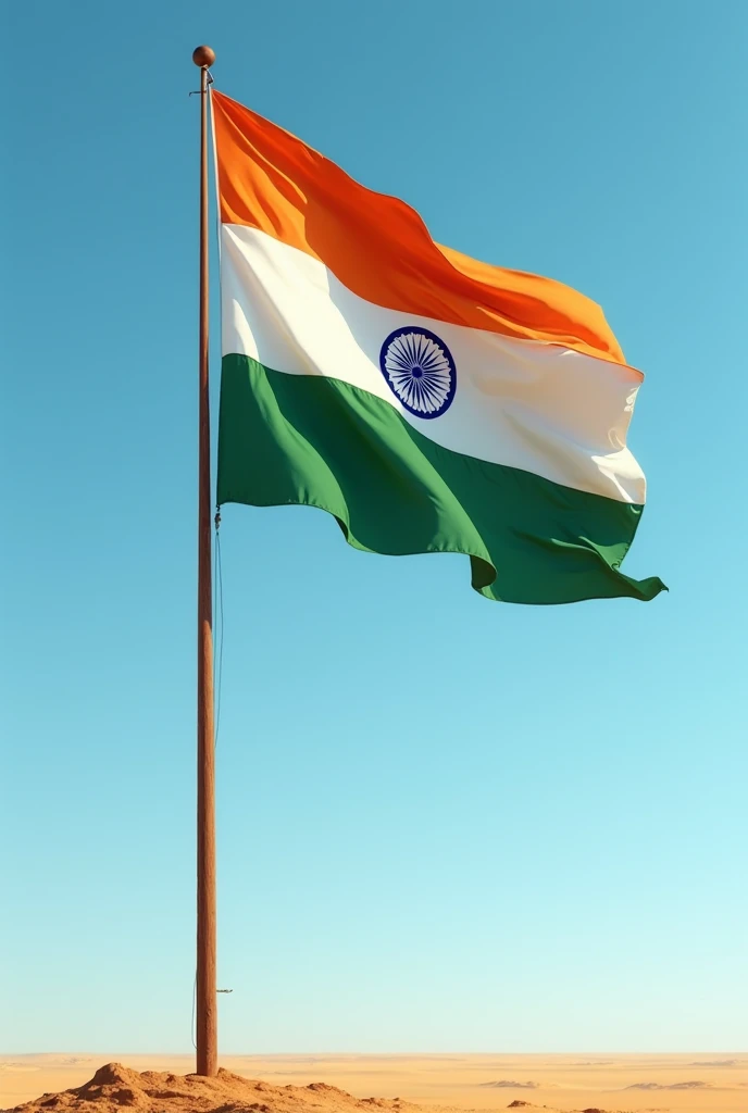 India flag long stick from ground 
