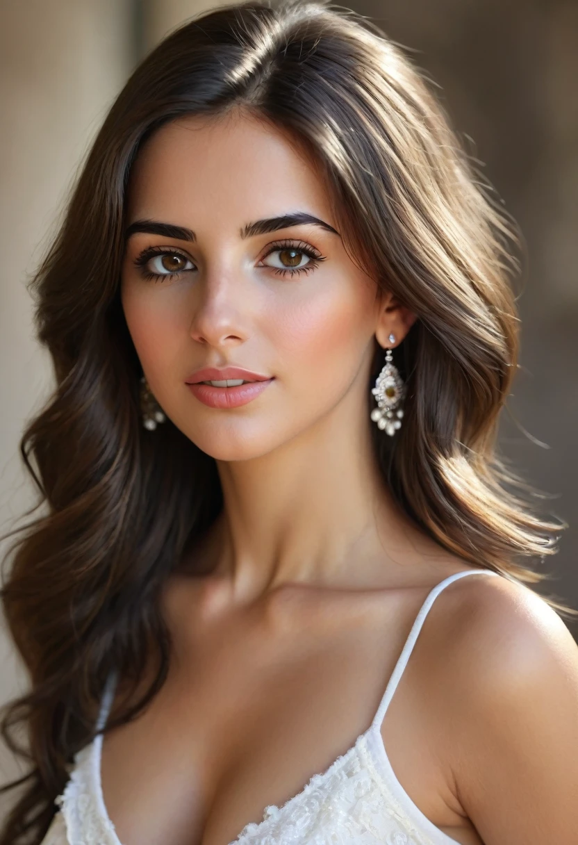 very beautiful realistic young spanish brunette woman