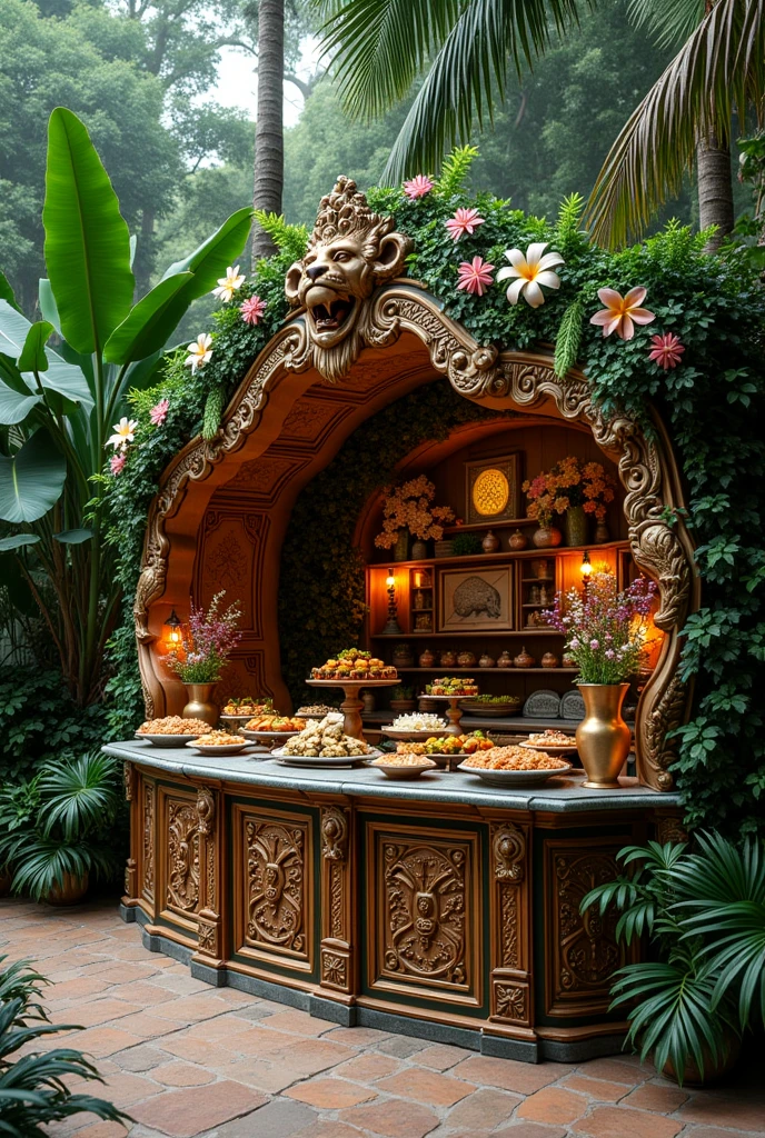We are going to held a outdoor dinner party. The theme was jungle kindom so we need design a dinner counter