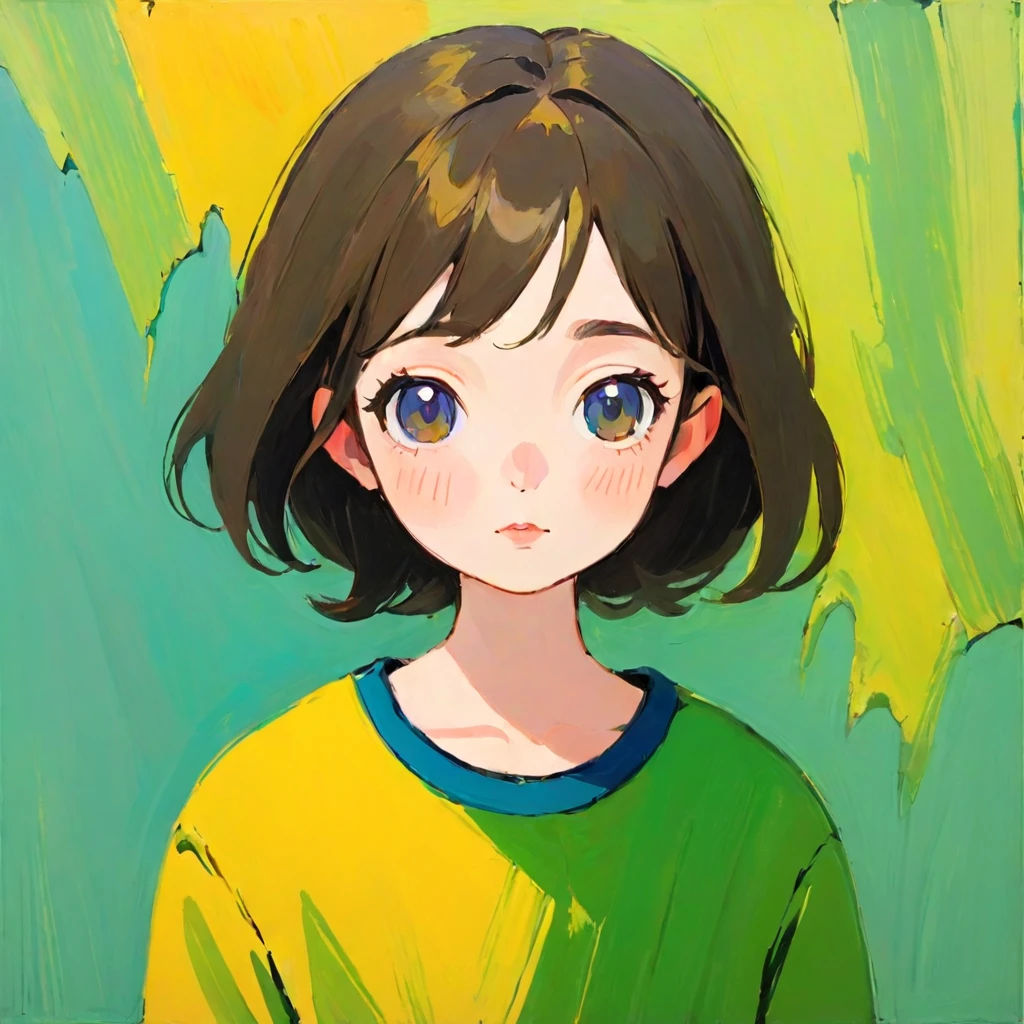 An envious girl, Amy Earls, abstract expressionism, Looks boring, gesture, Whimsical、Transform