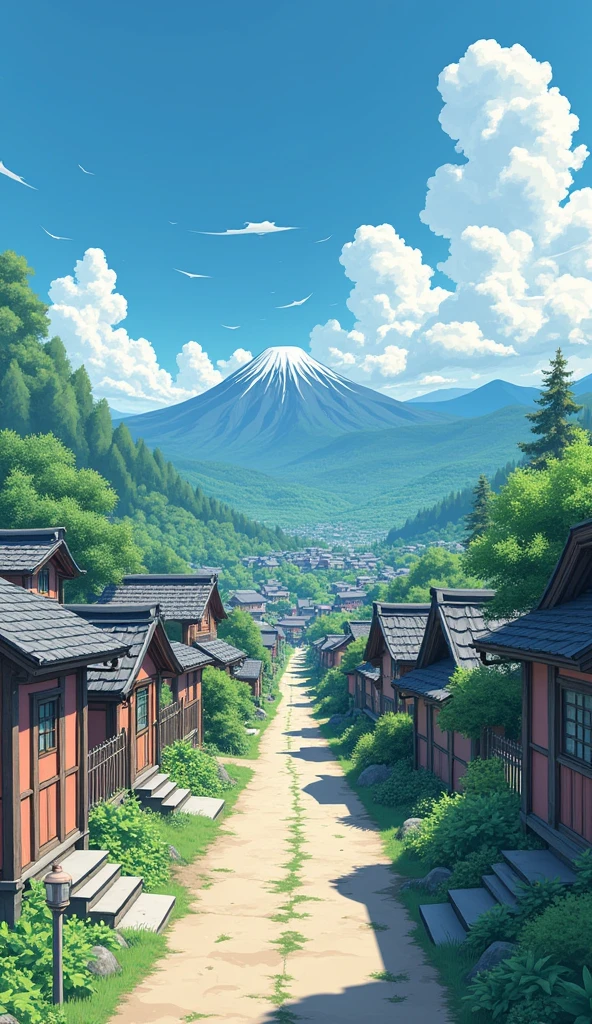 Ghibli style　landscape　unmanned　Town