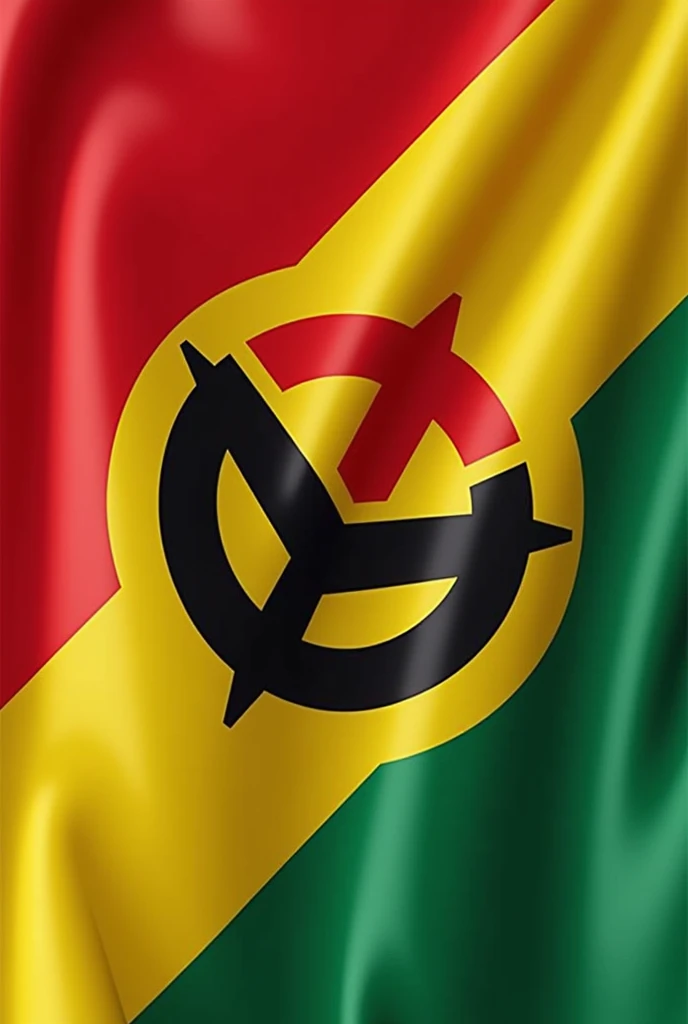 create a political party flag that aims to promote nationalism, social and sustainable equality with the colors red, black, green and yellow.