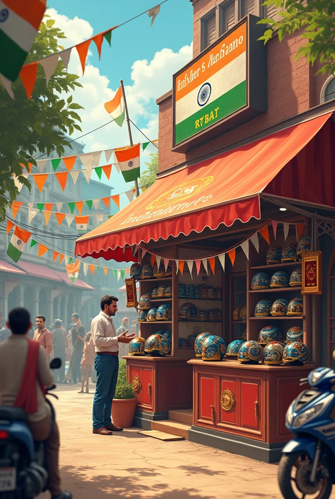 Create a good picture of ss enterprises helmet shop offer for India's independence day