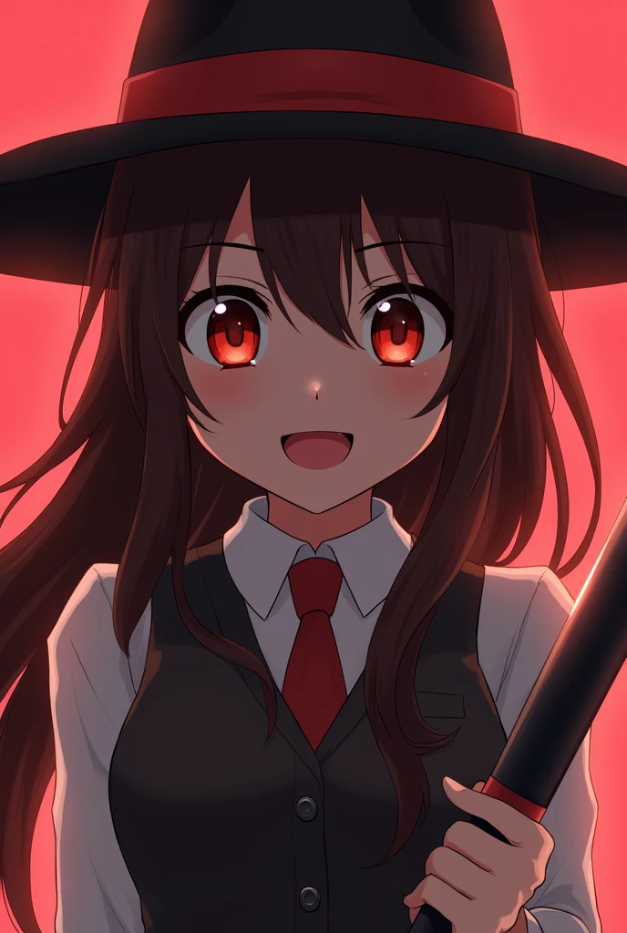 (masterpiece, best quality:1.2),2d, cowboy shot, solo, 1girl, vestia zeta, virtual youtuber, smile, looking at viewer, look serious,use katana, red eye, smile, scared smile, serious