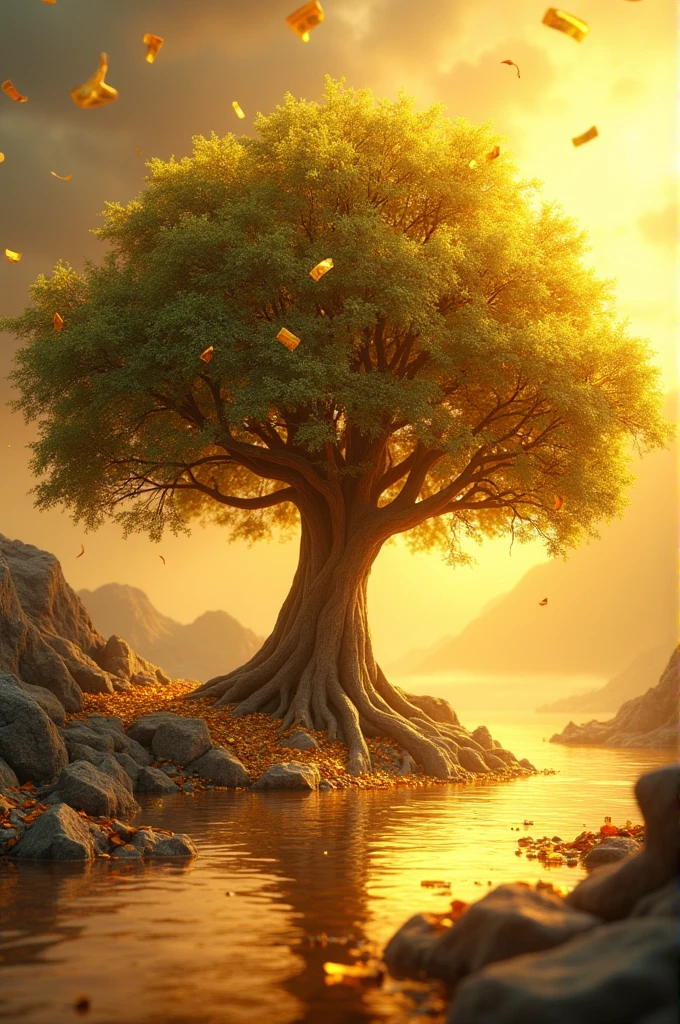 Money tree, success, entrepreneur, Million Dollar, golden Hour, golden river