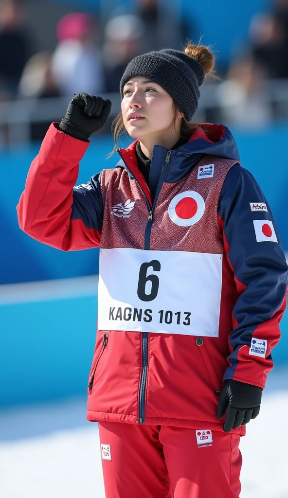 High resolution,Japanese women dominate first, second and third places at the Olympics,Standing on the podium and singing the national anthem,Tears in my eyes