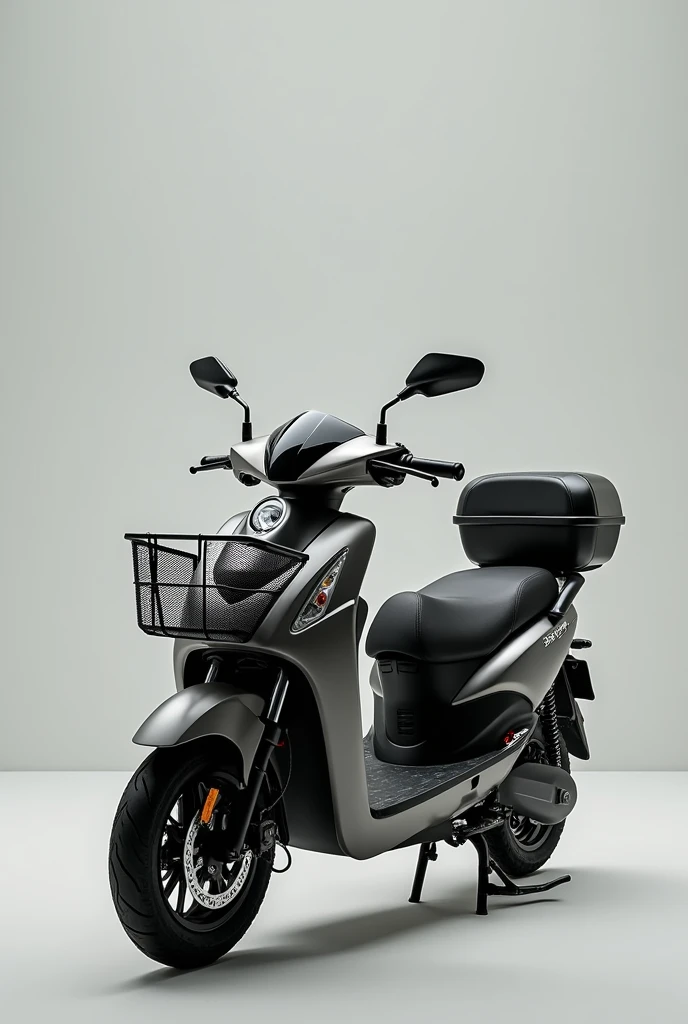 Electric motorcycle with a large, comfortable seat and a backrest that can comfortably seat 2 people. There are baskets for storing things on both the front and back. The design is in line with the current, suitable for all ages.