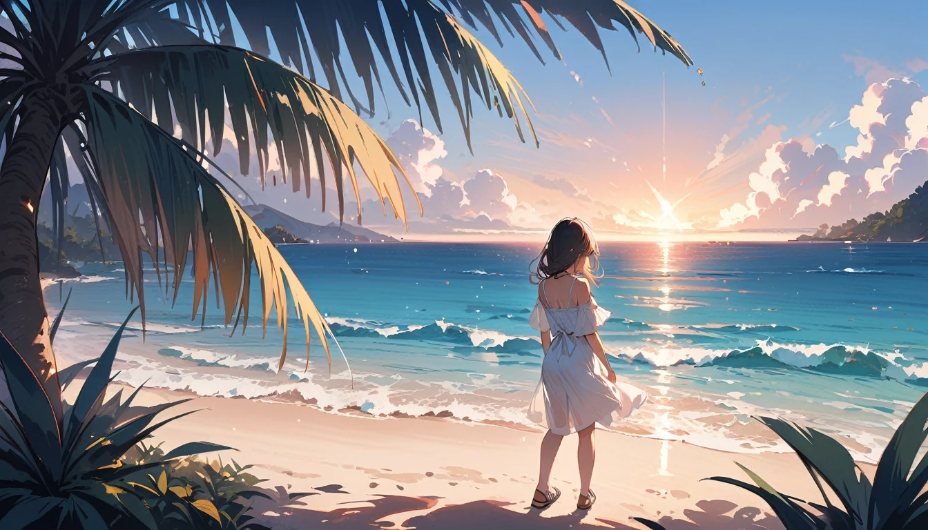 (masterpiece, Highest quality:1.2), 1 girl, alone,Open your eyes,Tropical atmosphere,Ocean,play