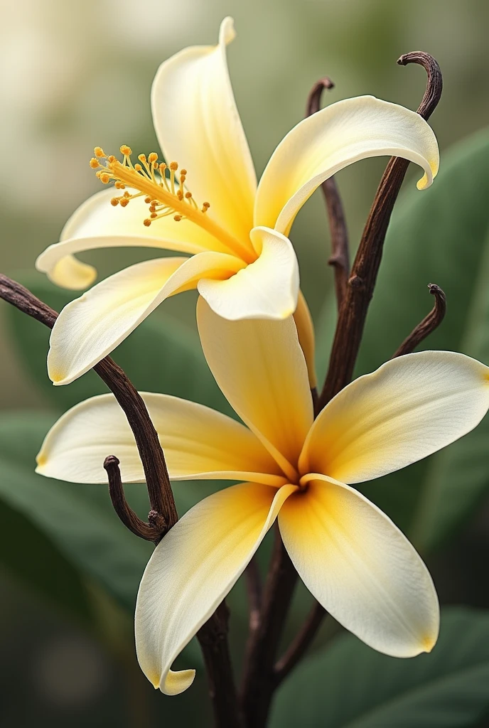 vanilla flower and vanilla pods