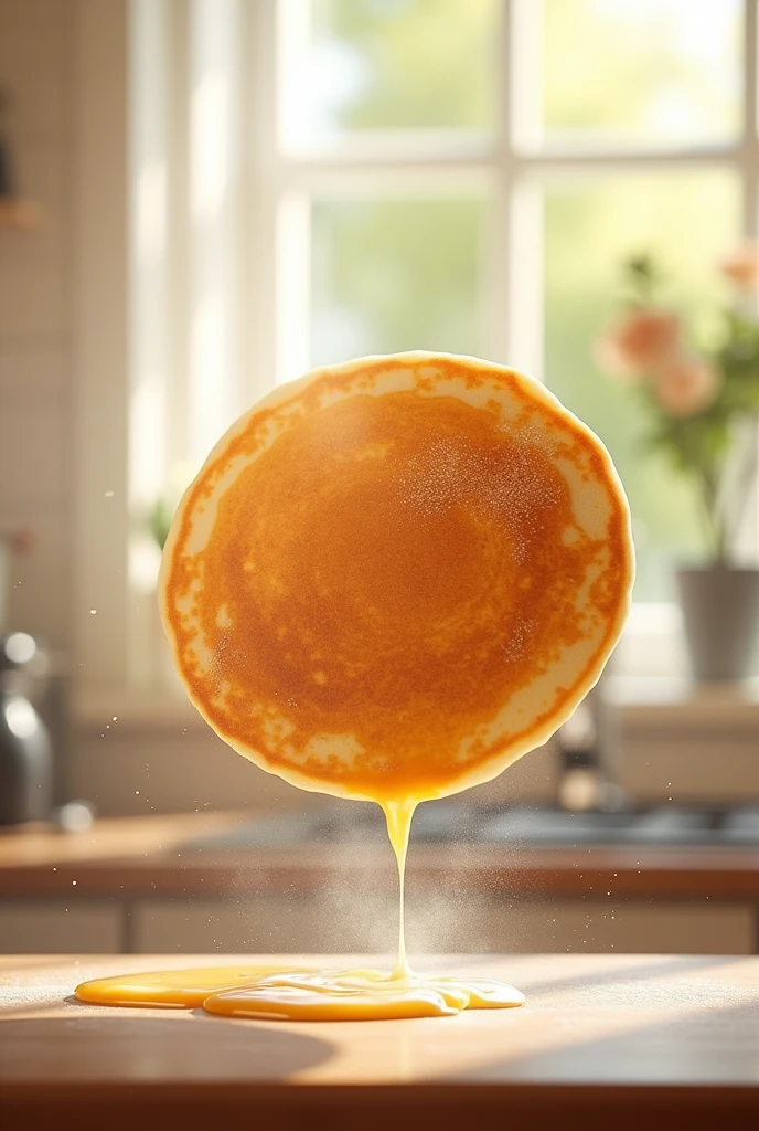 Flip a pancake.realistic.