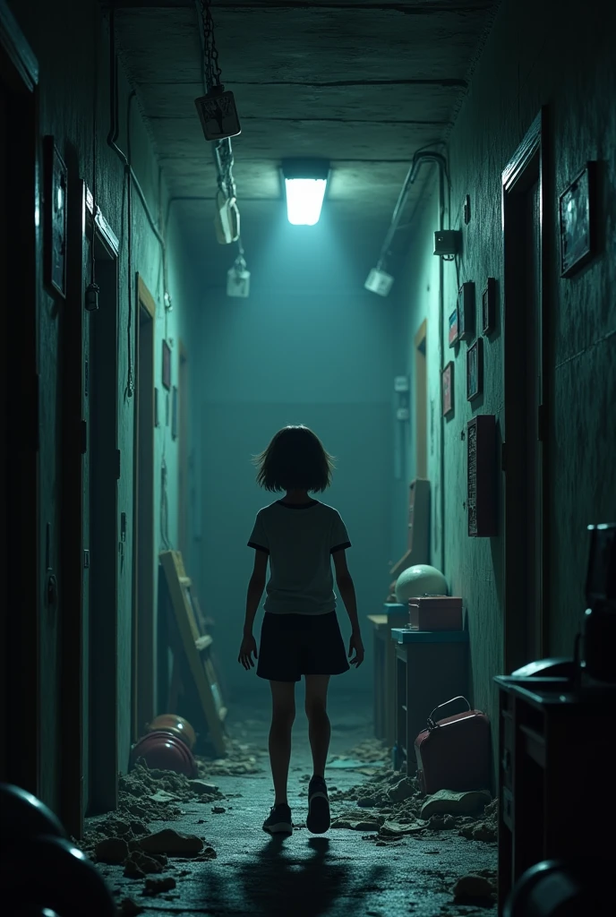 Some student exploring school basement
