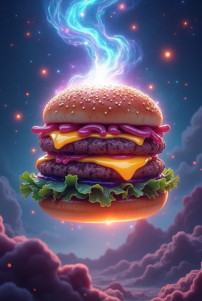 Super galactic and magical realistic burger