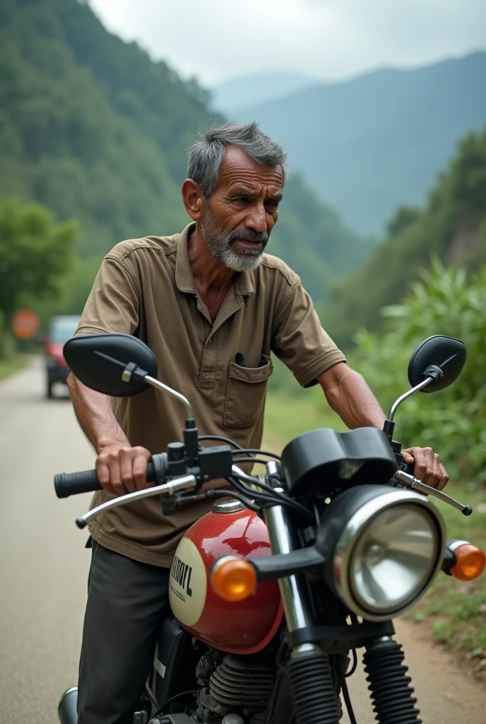 Nepali man trouble when her bike shocker damge