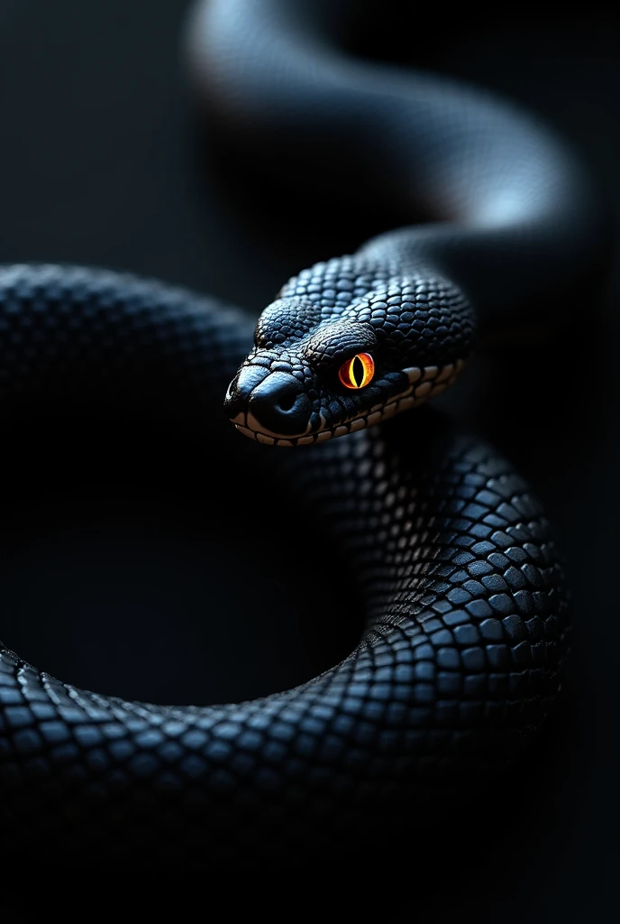 A black snake with Colorful eyes in S shape 