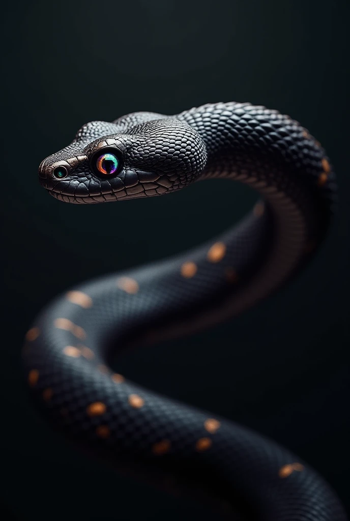 A black snake with Colorful eyes in S shape