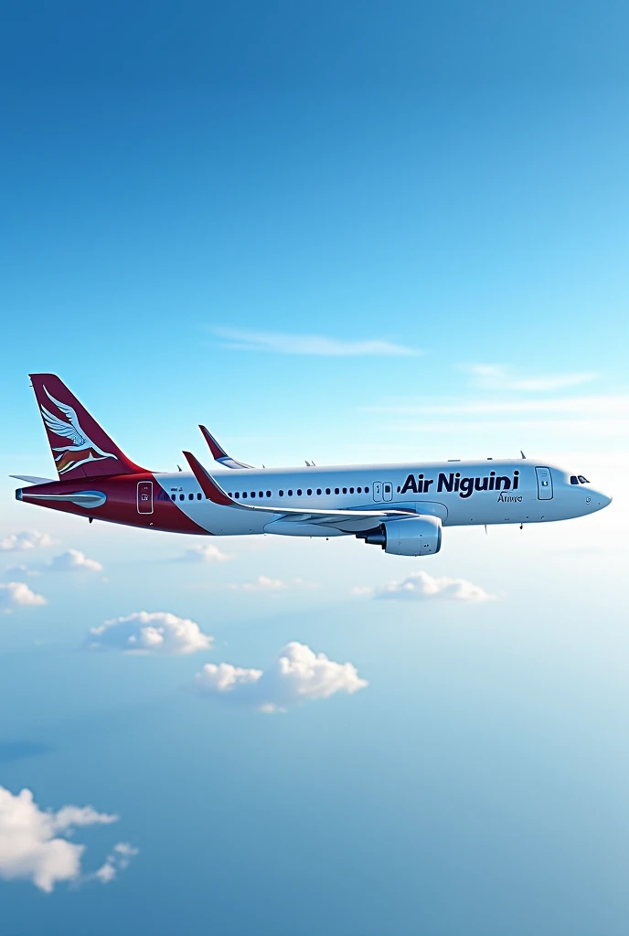 Generate an image of an Airbus A220 with the original logo of Air Niugini.