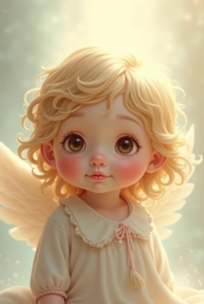 Little angel, blonde, long hair and fat