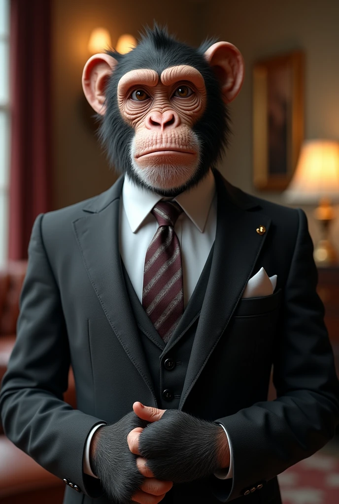 A prestigious looking monkey wearing a suit