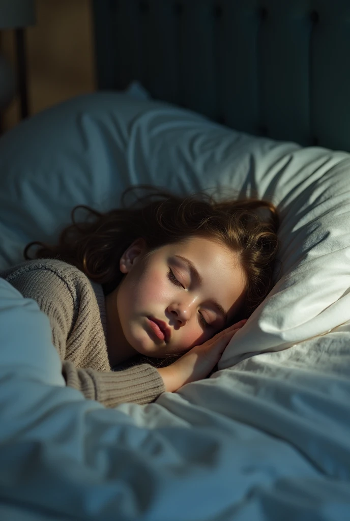A girl in a 20 is sleeping