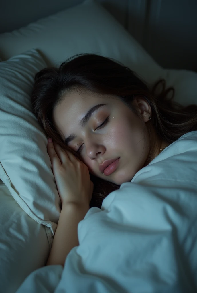 A girl in a 20 is sleeping
