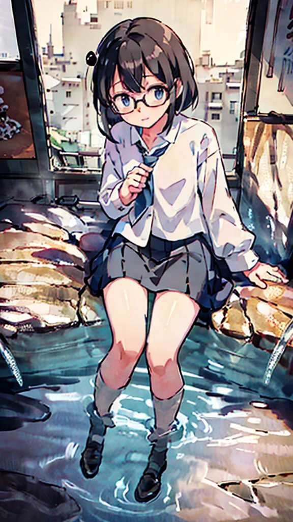 metropolis、water、Midnight、Moon、Blue light、sky、sea、Nsfw、masterpiece, high quality, 4K, HDR,, Stable Diffusion prompt:  schoolgirl with short、brown hair and red-framed glasses, wearing a white blouse and navy skirt, white panties visible, navy socks and brown loafers, in a state of arousal and trembling with sexual climax,simple illustration style, In a nichijou (everyday life) Setting Image generation AI model used: Stable Diffusion (eleet- model)

id: i2