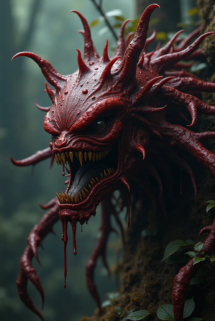 a vicious-looking plant with dark red thorns that ooze a crimson sap