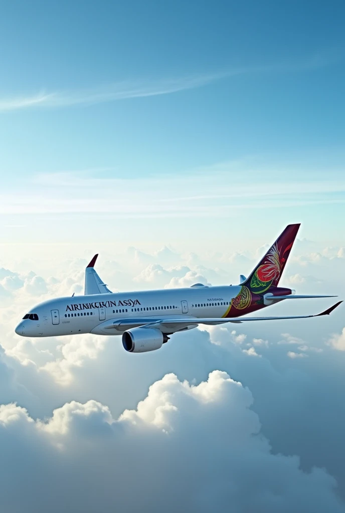 Generate an image of an Airbus A350-1000 with the original bird of paradise logo of Air Niugini.