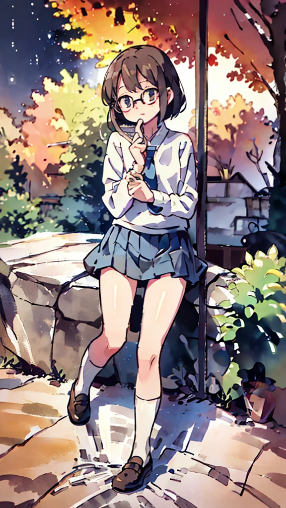 metropolis、water、Midnight、Moon、Blue light、sky、sea、Nsfw、masterpiece, high quality, 4K, HDR,, Stable Diffusion prompt:  schoolgirl with short、brown hair and red-framed glasses, wearing a white blouse and navy skirt, white panties visible, navy socks and brown loafers, in a state of arousal and trembling with sexual climax,simple illustration style, In a nichijou (everyday life) Setting Image generation AI model used: Stable Diffusion (eleet- model)

id: i2