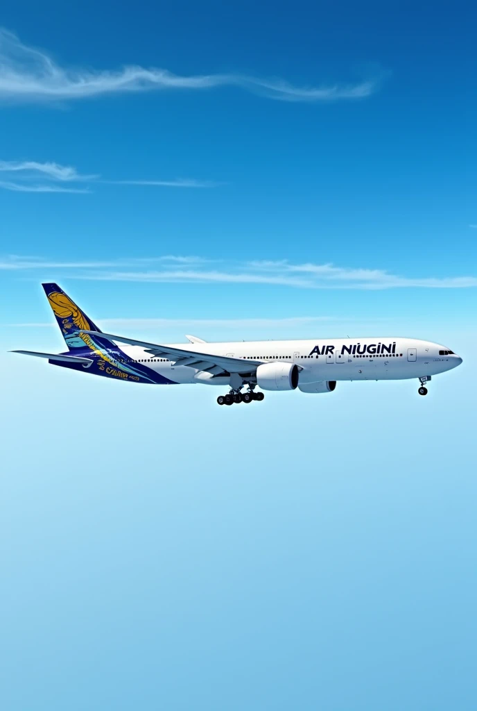 Generate an image of a Boeing 777 with the current logo of Air Niugini.