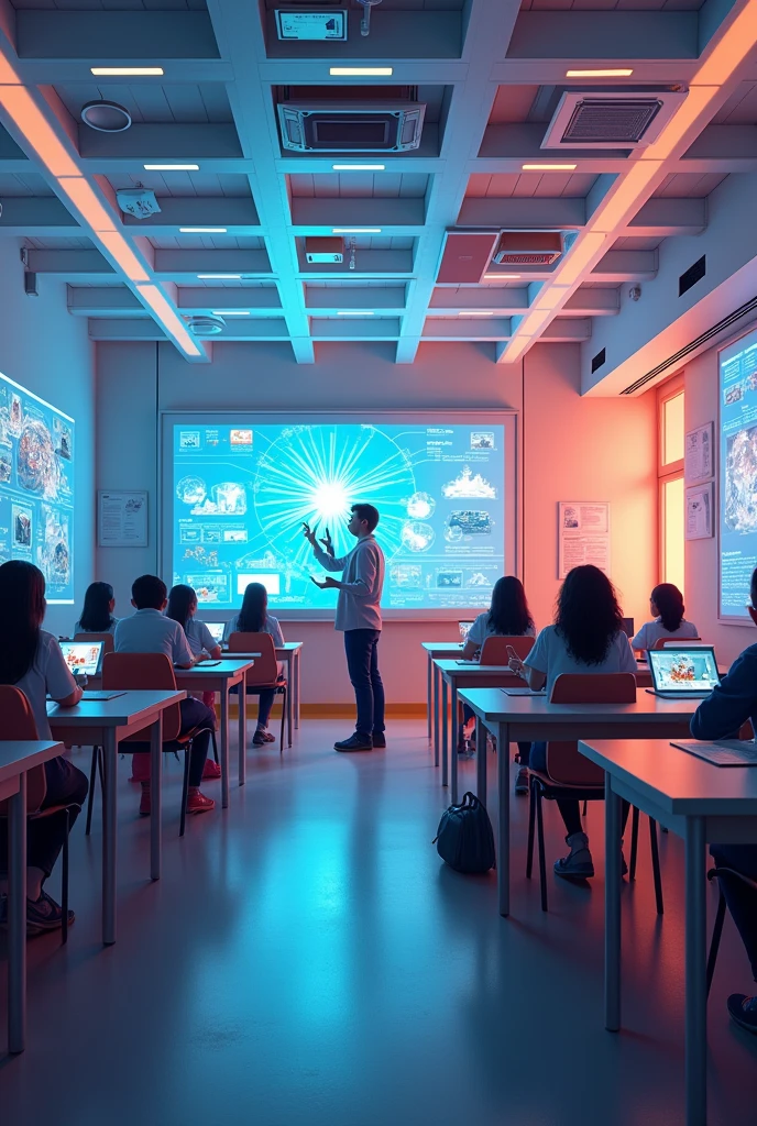 Drawing of a classroom developed with technology