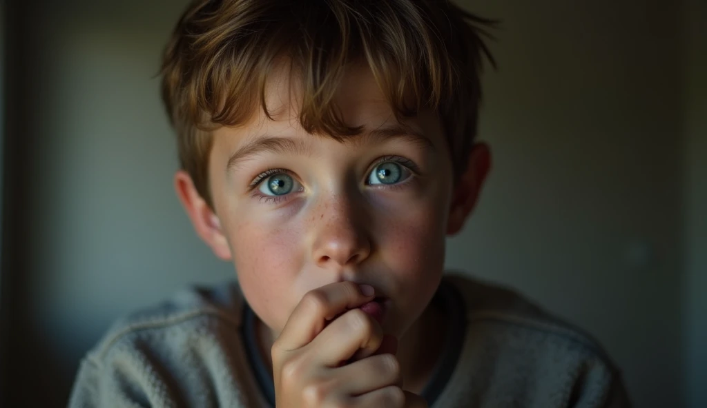 20 year old boy see mobile and shoked open eyes and hand in mouth