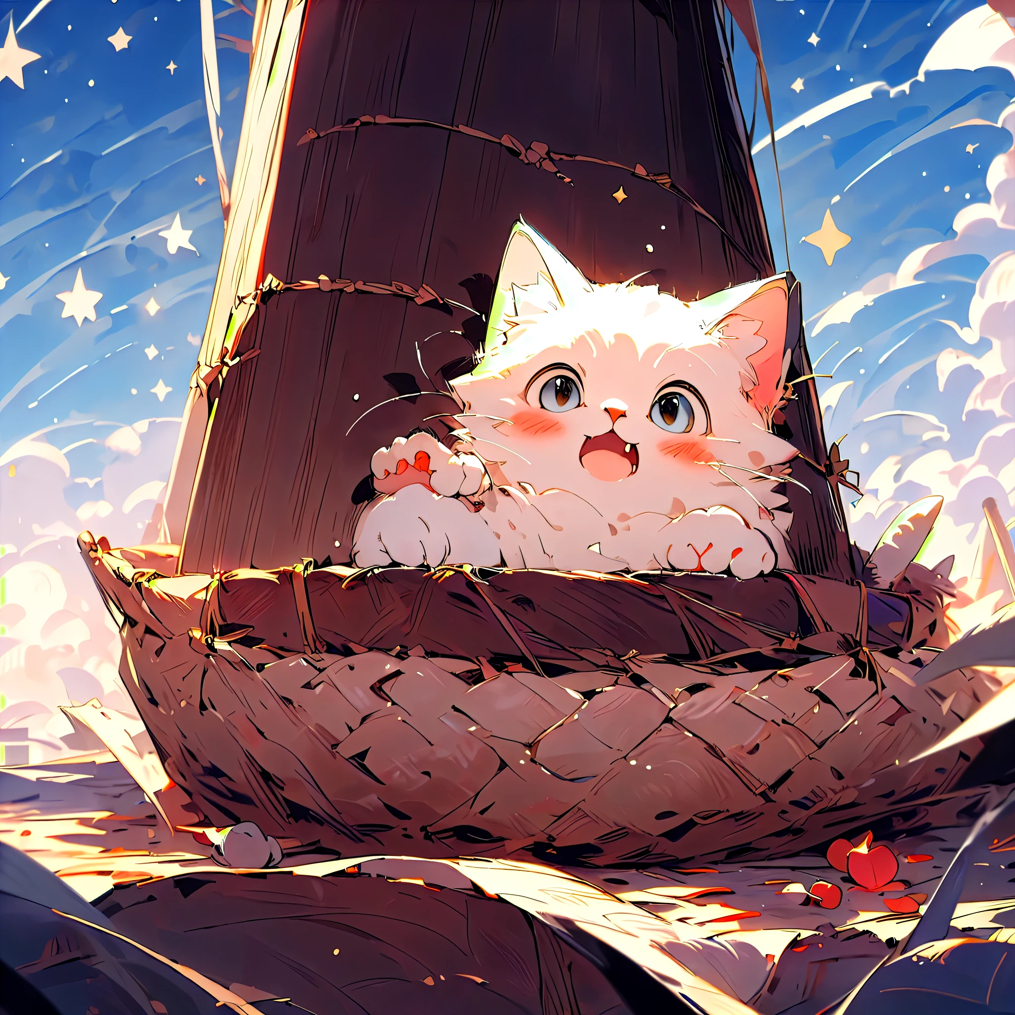 night,Illustrated cat 1, (masterpiece, Highest quality:1.4)
