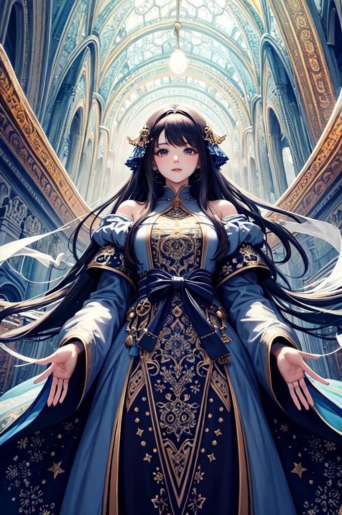 (masterpiece, Highest quality, Highest quality, Official Art, beautifully、aesthetic:1.2), (One girl), Very detailed,(Fractal Art:1.3),colorful,Most detailed,Cute priestess