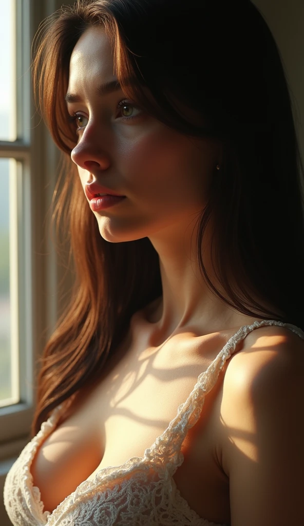 1girl, woman, masterpiece, best quality, highest quality, cinematic lighting, (volumetric lighting), extremely detailed CG unity 8k wallpaper, focused, 8k wallpaper, extremely detailed, ultra realistic, photorealistic, sharp focus, absurdres, (HDR:1.2), (high contrast), photograph, detailed and intricate, instagram, portrait, highly detailed, digital painting, artstation, concept art, smooth, sharp focus, illustration, cinematic lighting, (whole body:1.3), open shoulder, natural big breast.