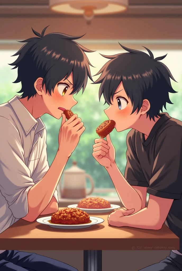 Sachiko Fujinuma kiss shota, Sachiko Fujinuma, black hair, kiss, dinner table
