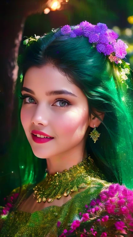 a beautiful girl in a lush garden, surrounded by colorful flowers, gazing up at a starry night sky, (best quality,4k,8k,highres,masterpiece:1.2),ultra-detailed,(realistic,photorealistic,photo-realistic:1.37),extremely detailed eyes and face,longeyelashes,detailed flower petals,detailed starry night sky,vibrant colors,cinematic lighting,intricate background details,fantasy,dreamlike
