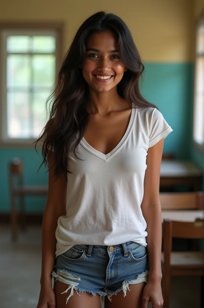 Indian girl 17 year old ager long shot,1girl open small breast ,t shirt, . , full body, sexy long legs, classroom, small breast sexy fuck pusss xxx