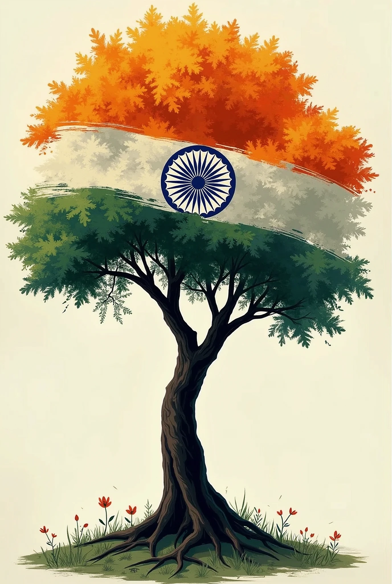 Indian fleg with tree 